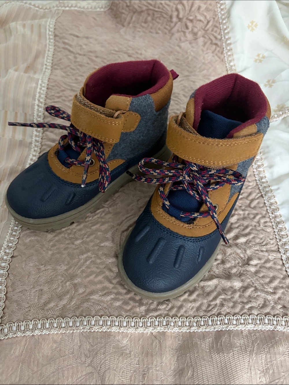 Carter's Navy, Tan & Burgundy Toddler Outdoor Boots